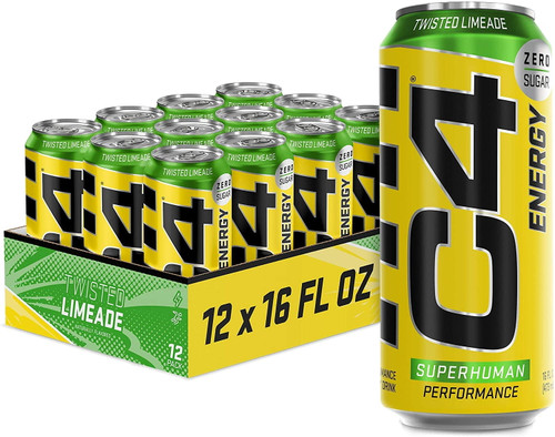 C4 Energy Carbonated Zero Sugar Energy Drink, Pre Workout Drink + Beta Alanine, Sparkling Twisted Limeade, 16 Fluid Ounce Cans (pack Of 12)