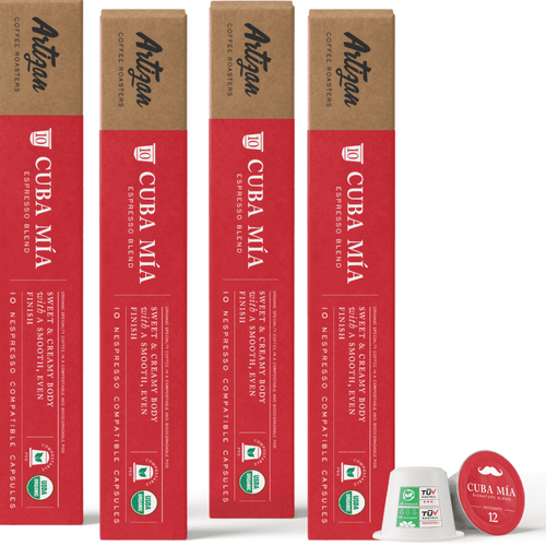 Cuban Nespresso Original Machines | 100% Usda Certified Organic Coffee | Cuba Mia High Intensity Espresso  | 40 X Compostable Biodegradable Pods