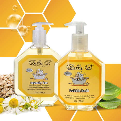 Bella B Bundle: Squeaky Bee Baby Wash & Shampoo 13 Oz And Bubble Bath 8 Oz