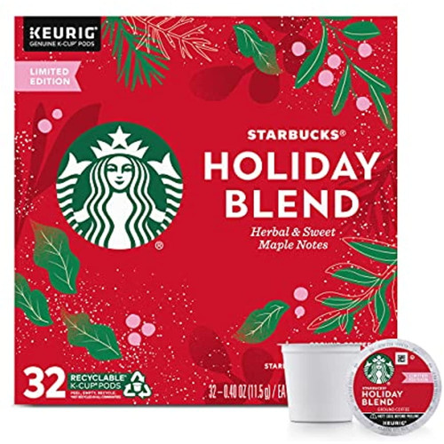 Starbucks Medium Roast K-cup Coffee Pods — Holiday Blend For Keurig Brewers — Limited Edition — 100% Arabica — 1 Box (32 Pods)
