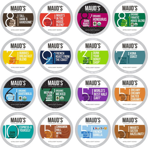 Maud's Coffee Lover's Variety Pack (16 Blend Variety Pack), 40ct. Solar Energy Produced Recyclable Single Serve Variety Pack Coffee Pods - 100% Arabica Coffee California Roasted, Kcup Compatible
