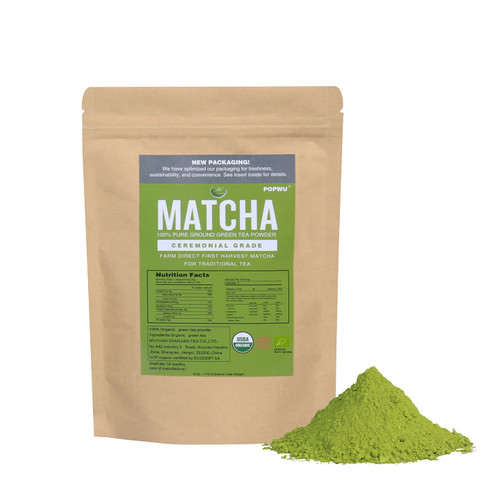 Popwu Organic Matcha Green Tea Powder 4 Ounce Ceremonial Grade First Harvest Matcha Original Flavor Perfect For Latte , Baking , Smoothies , Iced Tea 4oz