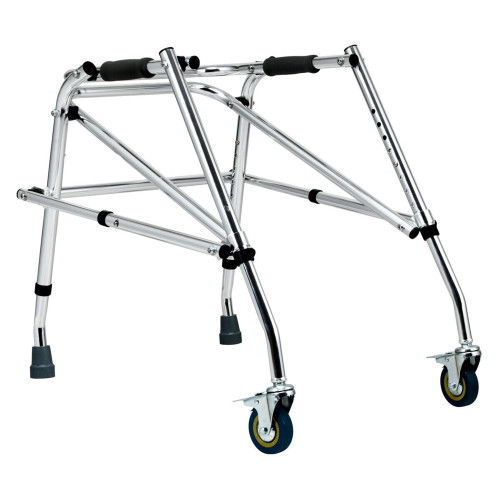 Gymax Adjustable Small Aluminum Walker Folding Walker With Wheels For Seniors & Children