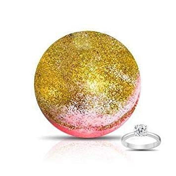 Glitter And Gold Bath Bomb With Ring, Size 5, By Soapie Shoppe