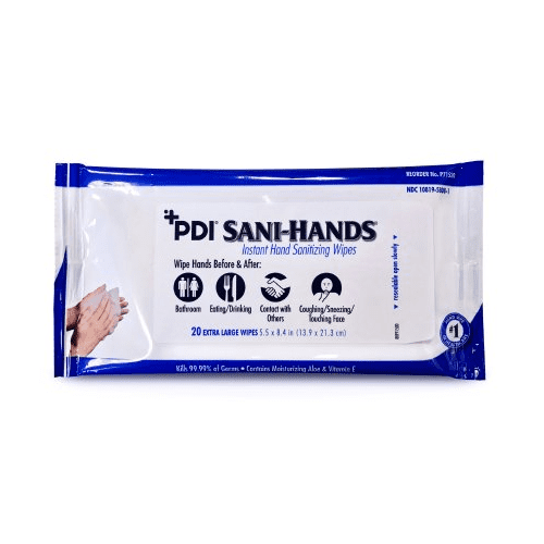 Pdi Bedside Hand Santizing Wipes Pack 8.4 In. X 5.5 In. (pack Of 20 Wipes)