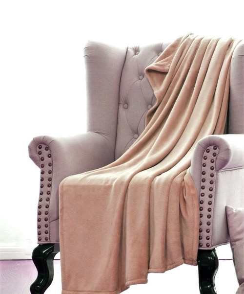 Microlight Plush Solid Fleece Throw Blanket, Light Gold , 50" X 60"