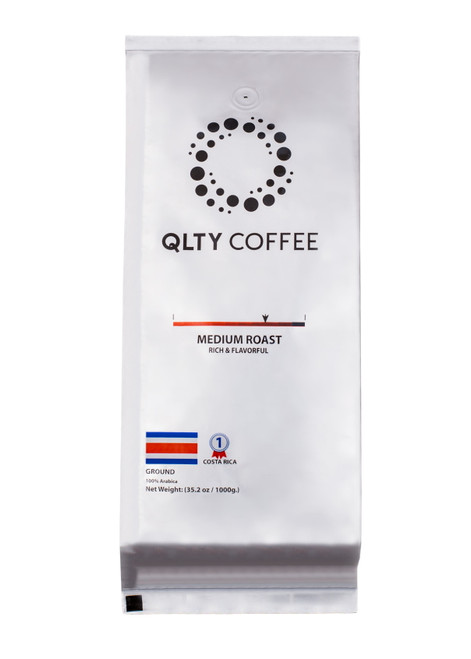 Qlty Ground Coffee Big Bag (2.2 Pounds) Of Medium To Dark Roast - Costa Rica Premium (35.2 Oz.)
