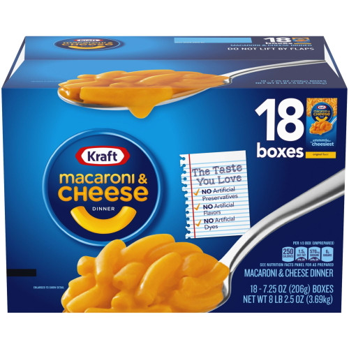 Kraft Original Flavor Macaroni & Cheese Dinner 18 Pack 7.25 Oz.