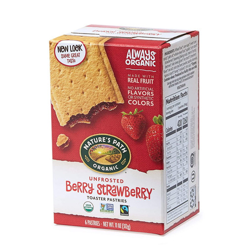Nature's Path Organic Unfrosted Toaster Pastries Berry Strawberry -- 6 Pastry Pack Of 3