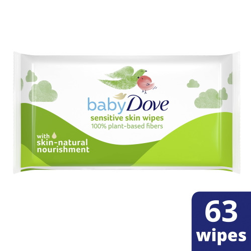 Baby Dove Wipes, Unscented, 1 Resealable Pack (63 Total Wipes)