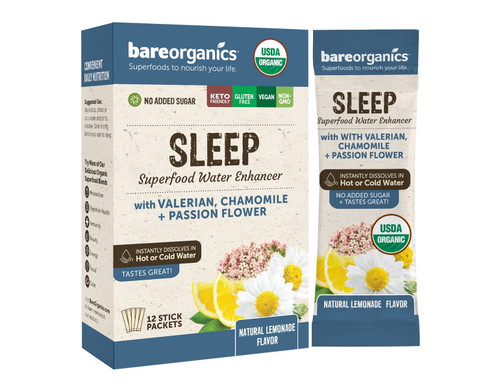 Bareorganics Sleep Blend Superfood Water Mix Packets, 12 Ct