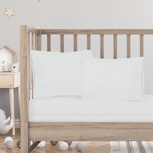 Hearth & Harbor 3 Piece Toddler Bed Sheet Set - Silky Soft Solid Microfiber Crib Sheets, Hypoallergenic, Cool & Breathable - Includes Fitted Sheet 28"x52", Flat Sheet 45"x60" And 14”x19” Pillowcase - White