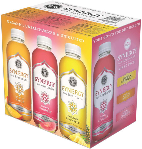 Gt's Synergy Organic Raw Kombucha Tropical Pack, 6 Pack, 16 Fl Oz Bottles