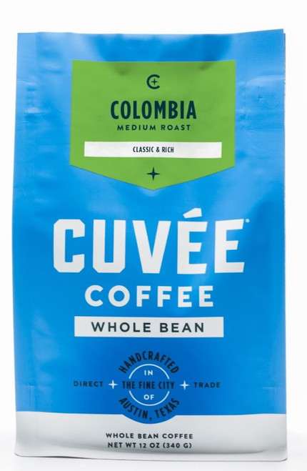 Cuvée Coffee Colombia Classic & Rich Whole Bean Coffee, Medium Roast, 12 Oz