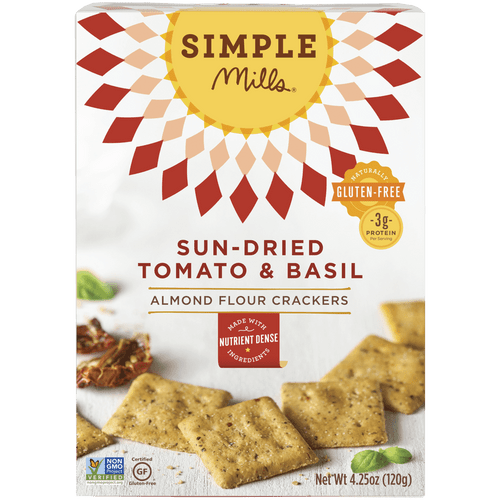 Simple Mills Sun-dried Tomato & Basil Almond Flour Crackers, 4.25 Oz (pack Of 6)