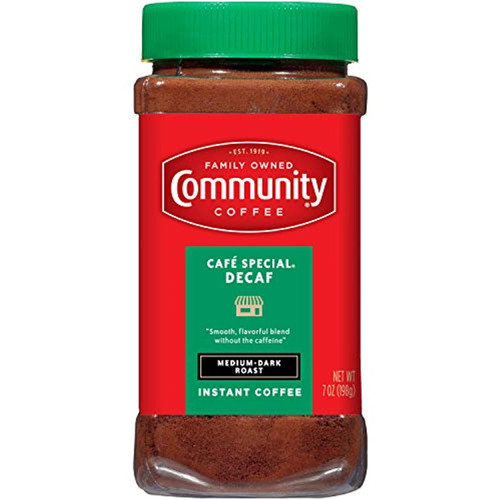 Community Coffee Café Special Decaf Instant Coffee, Medium Dark Roast, 7 Ounce Jar (pack Of 12)