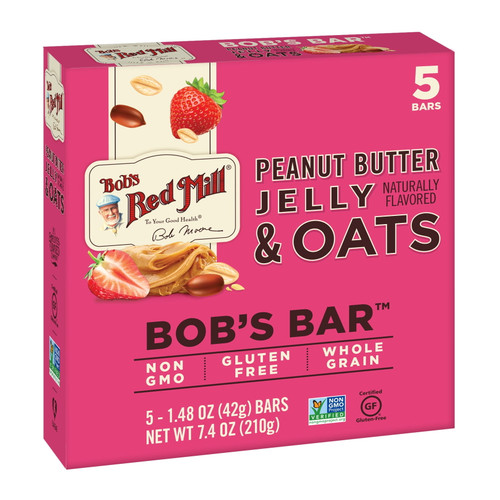 Bob's Red Mill Peanut Butter Jelly & Oats Bob's Bar (box Of 5) - Breakfast Energy Snack Bar Pack Of 6