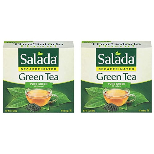 Salada Decaffeinated Pure Green Tea Bags - Naturally Decaffeinated - 40 Bags Per Box (pack Of 2) - 80 Tea Bags Total