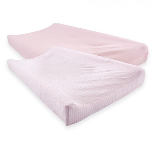 Touched By Nature Baby Girl Organic Cotton Changing Pad Cover, Barely Pink, One Size