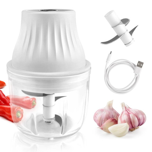 Electric Garlic Chopper - 250ml Mini Food Processor Portable Garlic Mincer With 3 Blades -usb Charging Wireless Vegetable Chopper For Garlic | Onions | Meat | Salad | Pepper