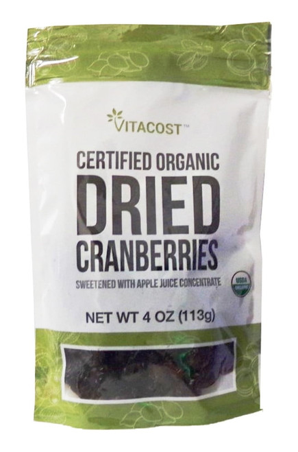 Certified Organic Dried Cranberries Sweetened With Apple Juice Concentrate -- 4 Oz (113 G)