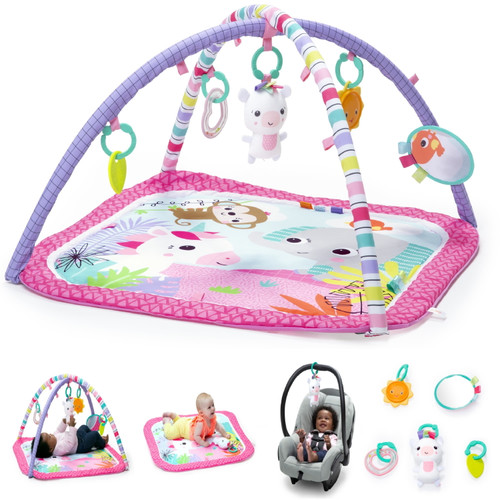 Bright Starts Unicorn Crew Activity Gym & Play Mat With Taggies, Newborn+ (pink)