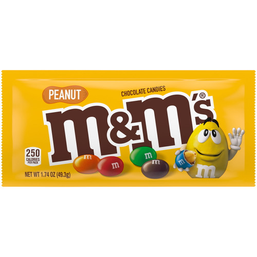 M&m's Peanut Milk Chocolate Candy, Full Size - 1.74 Oz Pouch