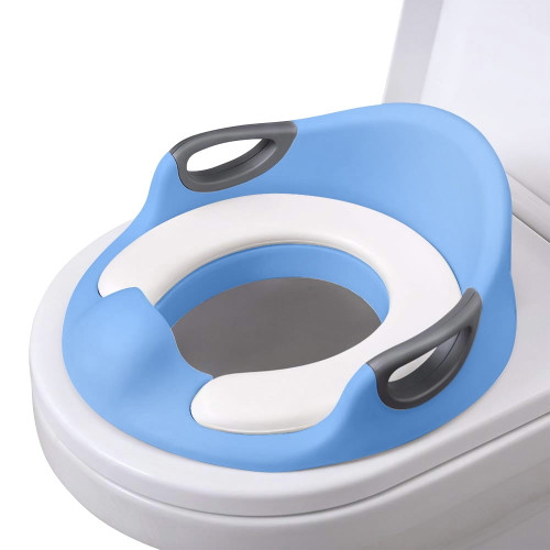 Tureclos Potty Training Seat For Toddlers Toilet Seat Kids Potty Trainer Seats With Soft Cushion Handles For Round Oval Toilets Double Anti-slip Design And Splash Guard For Boys And Girls