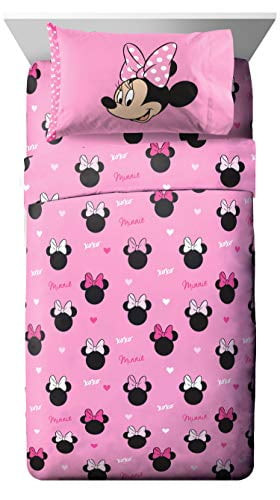 Disney Minnie Mouse Hearts N Love Twin Sheet Set - 3 Piece Set Super Soft And Cozy Kids Bedding