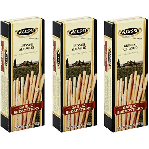 Alessi Thin Garlic Breadsticks, 4.4 Ounce (pack Of 3)