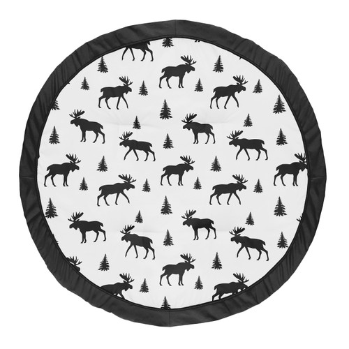 Black And White Woodland Moose Playmat Tummy Time Baby And Infant Play Mat For Rustic Patch Collection By Sweet Jojo Designs
