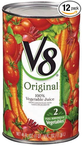 12 Packs : V8 100% Vegetable Juice, Original, 46 Ounce