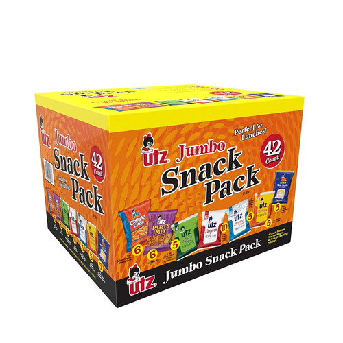 Utz Snack Variety Pack (pack Of 42) Individual Snacks, Includes Potato Chips, Cheese Curls, Popcorn, And Party Mix