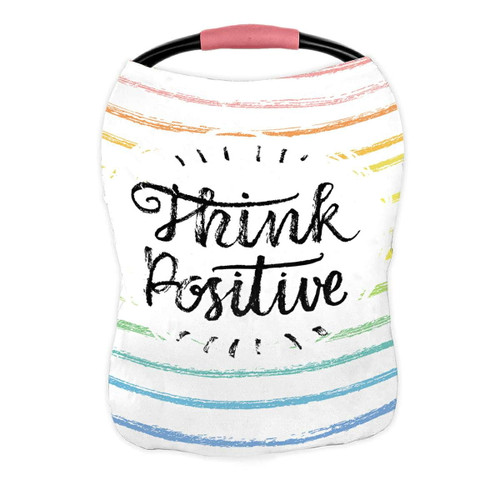 Eczjnt Think Positive Hand Lettering Quote Rainbow Nursing Cover Baby Breastfeeding Infant Feeding Cover Baby Car Seat Cover
