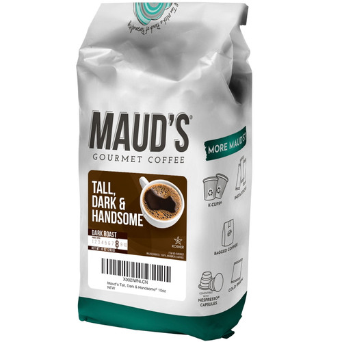 Maud's Tall Dark & Handsome Dark Roast Ground Coffee (dark Roast Coffee), 10oz - Solar Energy Produced 100% Arabica Dark Roast Coffee Beans California Roasted