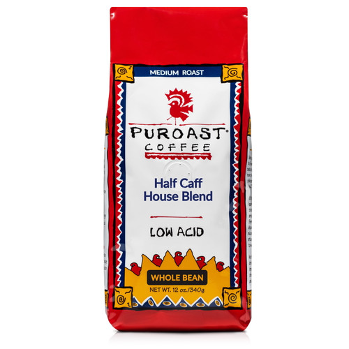 Puroast Half Caff House Blend Low Acid Whole Bean Coffee, 12 Oz Bag