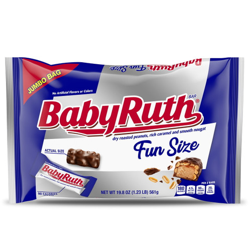Baby Ruth Chocolatey, Peanut, Caramel, Nougat, Fun Size Candy Bars, Great For Holiday Stocking Stuffers, 19.8 Oz