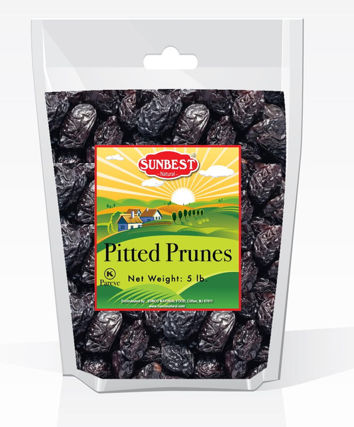 Sunbest Pitted Prunes, Unsulphured In Resealable Bag, 5 Pounds