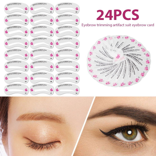 Hotbest Eyebrow Stencil 24pcs Eyebrow Shaper Card Kit Diy Eyebrow Stencil Kit Reusable Eyebrow Shaping Template Brow Stencil Ruler Beginners Women Tools Accessories