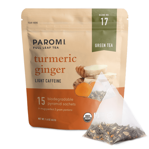 Paromi Organic Turmeric Ginger Green Tea - 15 Ct Pouch