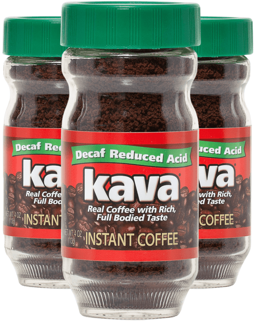 Kava Decaf Acid Reduced Instant Coffee In Glass Jar, 4 Ounce (pack Of 3)