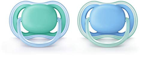Philips Avent Ultra Air Pacifier, 6-18 Months, Blue/green, 2 Pack, Scf244/22