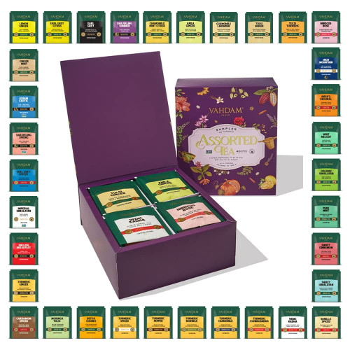 Vahdam, Assorted Tea Bags Sampler - 40 Flavors, 40 Tea Bag