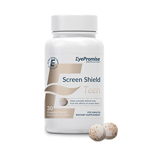 Eyepromise Screen Shield Teen Chewable Eye Vitamin - Screen Time Protection Vitamins For Kids Ages 4 -17 Including Preschool, School Age, And Adolescent Phases - No Yeast Or Gluten