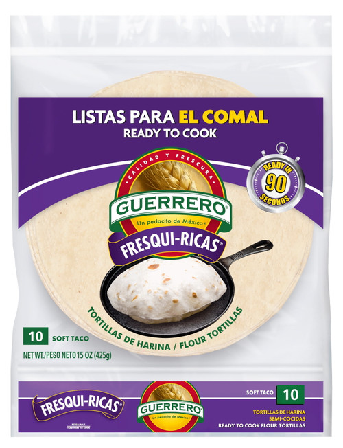 Guerrero Fresqui-ricas Ready To Cook Soft Taco Flour Tortillas, 10 Count