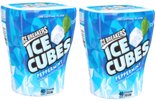 Ice Breakers Ice Cubes, Peppermint Flavored Sugar Free Chewing Gum, Made With Xylitol, 3.24 Oz,two Bottles, 80 Pieces