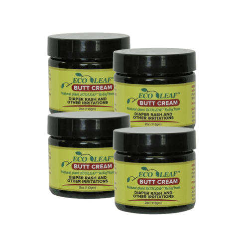 Ecoleaf Butt Cream (4 Pack) Symptomatic Rash Relief | Usa Made Organic Plant Extracts & Oils | Great For Diaper Rashes | Designed For Babies, Kids,, Athletes