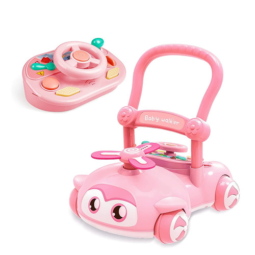 Baby Walker For Boys 12 Months And Up,sit-to-stand Learning Activity Walker,all In One Dashboard Steering Wheel Pretend Play Driving For Toddler/infant Push To Walk