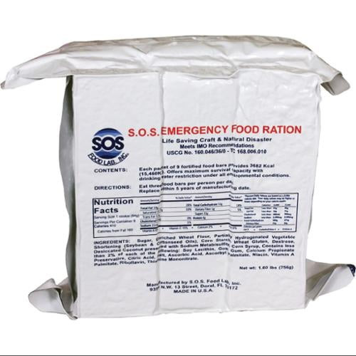 S.o.s. Rations Emergency 3600 Calorie Food Bar - 3 Day / 72 Hour Package With 5 Year Shelf Life 2 Pk
