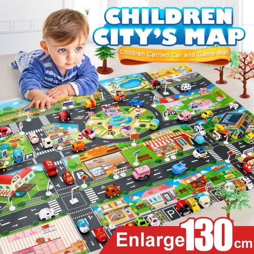 Hesxuno Kids Play Mat City Road Buildings Parking Map Game Scene Map Educational Toys New Toys Kids Toys Supplies On Clearance